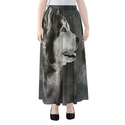 Alaskan Malamute Painting Print Chiffon Maxi Skirt