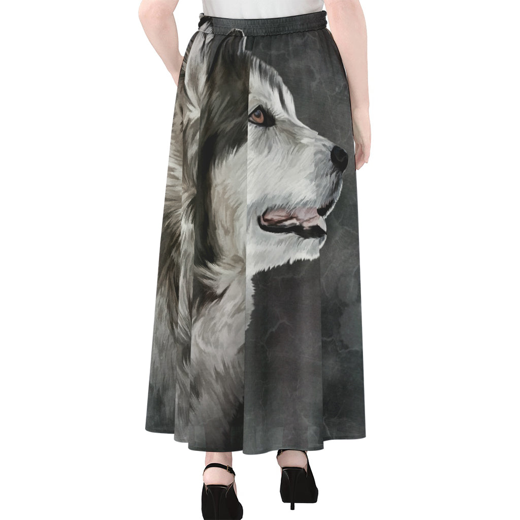 Alaskan Malamute Painting Print Chiffon Maxi Skirt
