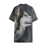 Alaskan Malamute Painting Print Cotton Hawaiian Shirt