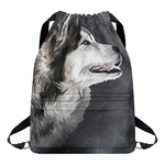 Alaskan Malamute Painting Print Drawstring Backpack