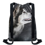 Alaskan Malamute Painting Print Drawstring Backpack