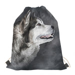 Alaskan Malamute Painting Print Drawstring Bag
