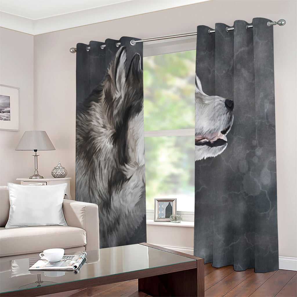 Alaskan Malamute Painting Print Extra Wide Grommet Curtains