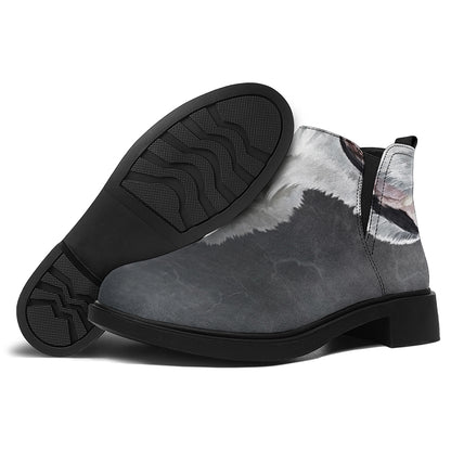 Alaskan Malamute Painting Print Flat Ankle Boots