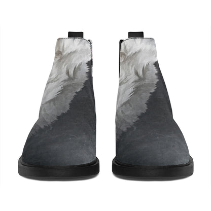 Alaskan Malamute Painting Print Flat Ankle Boots