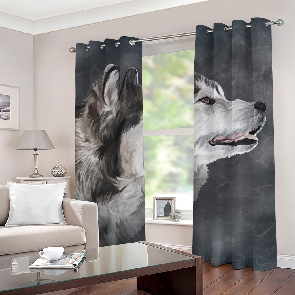 Alaskan Malamute Painting Print Grommet Curtains