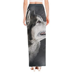 Alaskan Malamute Painting Print High Slit Maxi Skirt