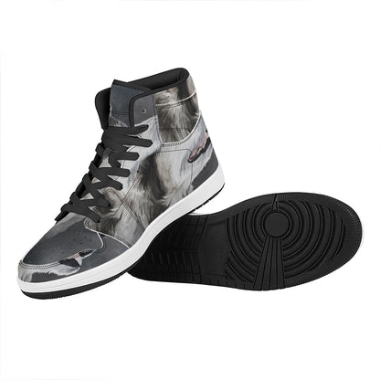 Alaskan Malamute Painting Print High Top Leather Sneakers