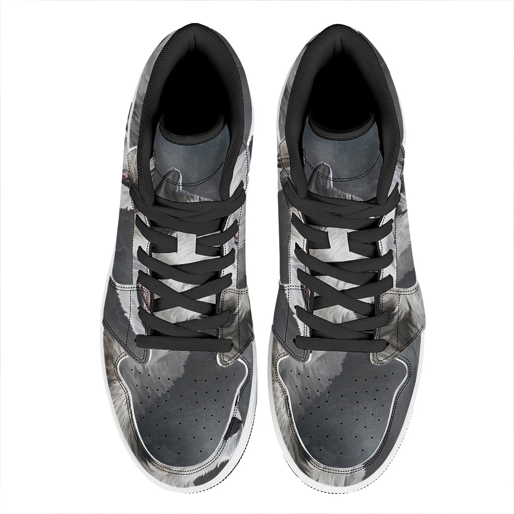 Alaskan Malamute Painting Print High Top Leather Sneakers
