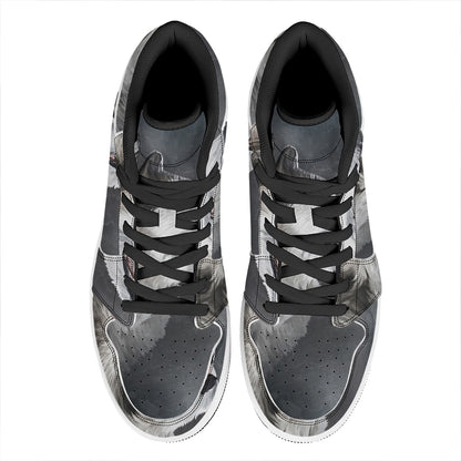 Alaskan Malamute Painting Print High Top Leather Sneakers
