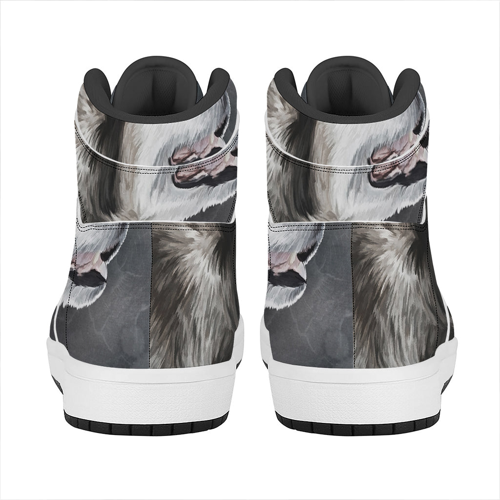 Alaskan Malamute Painting Print High Top Leather Sneakers