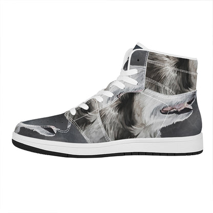 Alaskan Malamute Painting Print High Top Leather Sneakers