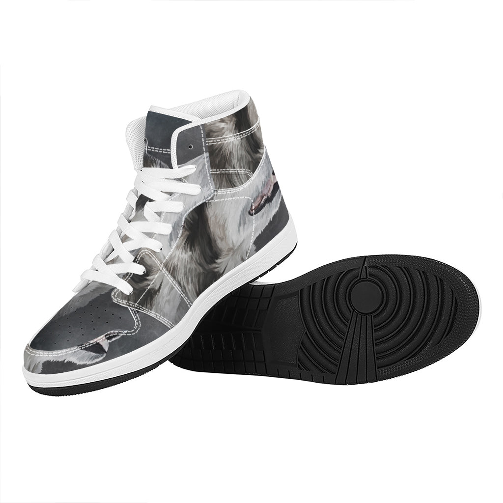 Alaskan Malamute Painting Print High Top Leather Sneakers