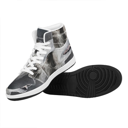 Alaskan Malamute Painting Print High Top Leather Sneakers