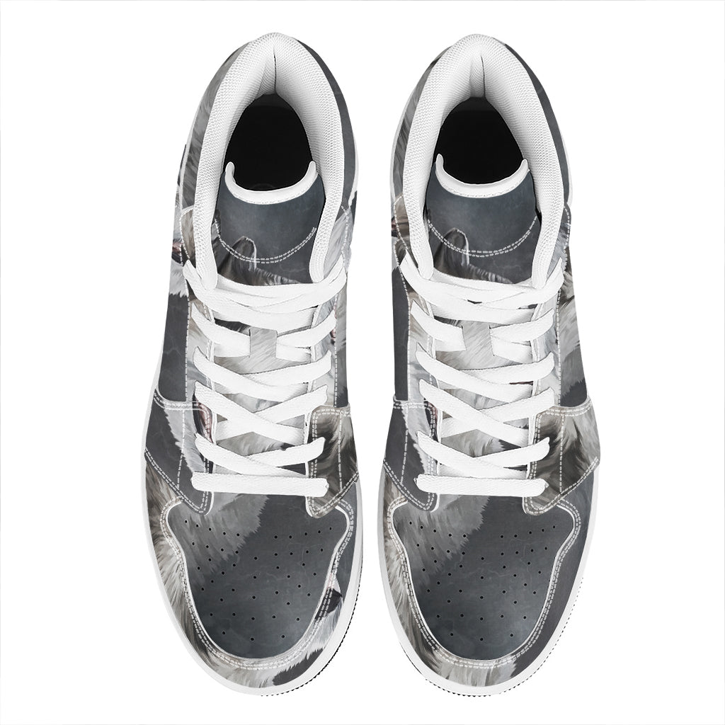 Alaskan Malamute Painting Print High Top Leather Sneakers