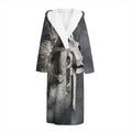 Alaskan Malamute Painting Print Hooded Bathrobe