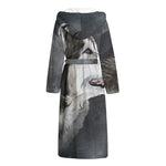 Alaskan Malamute Painting Print Hooded Bathrobe