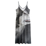 Alaskan Malamute Painting Print Jersey Midi Cami Dress