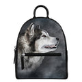 Alaskan Malamute Painting Print Leather Backpack