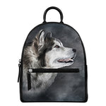 Alaskan Malamute Painting Print Leather Backpack