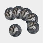 Alaskan Malamute Painting Print Leather Coaster Set