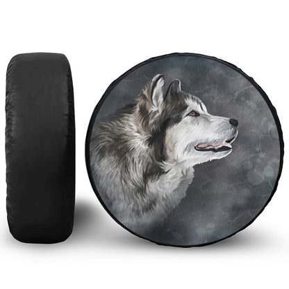 Alaskan Malamute Painting Print Leather Spare Tire Cover