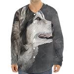 Alaskan Malamute Painting Print Long Sleeve Baseball Jersey