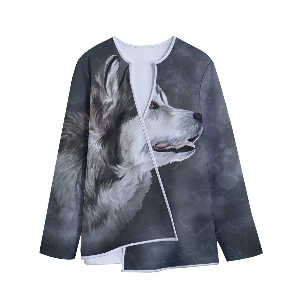 Alaskan Malamute Painting Print Long Sleeve Short Coat