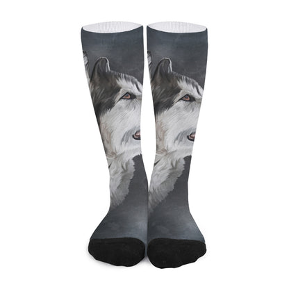 Alaskan Malamute Painting Print Long Socks
