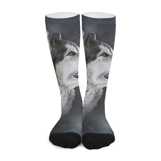 Alaskan Malamute Painting Print Long Socks