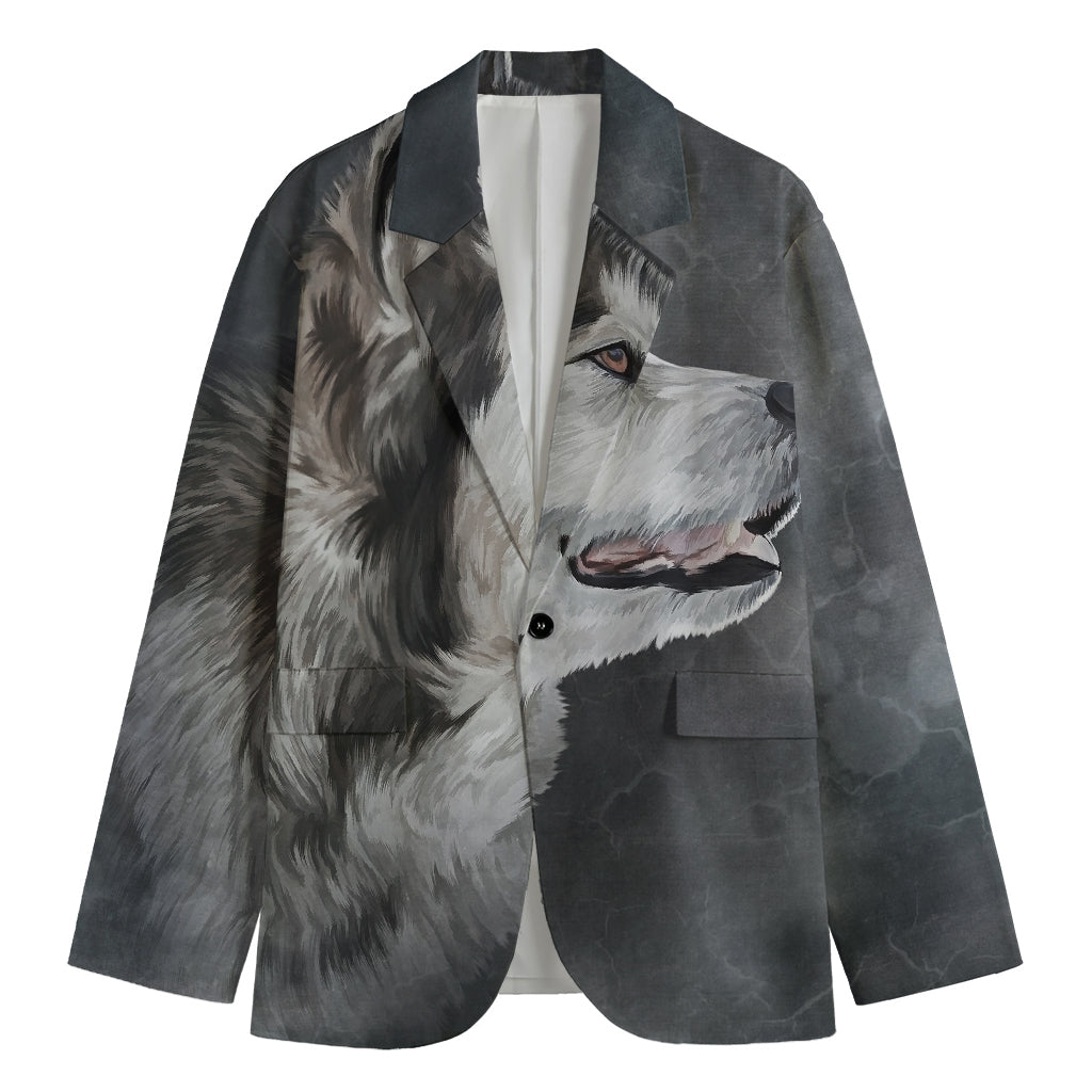 Alaskan Malamute Painting Print Men's Cotton Blazer