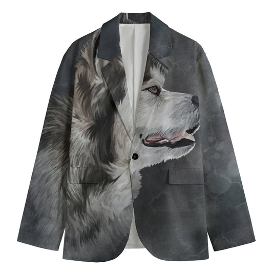Alaskan Malamute Painting Print Men's Cotton Blazer