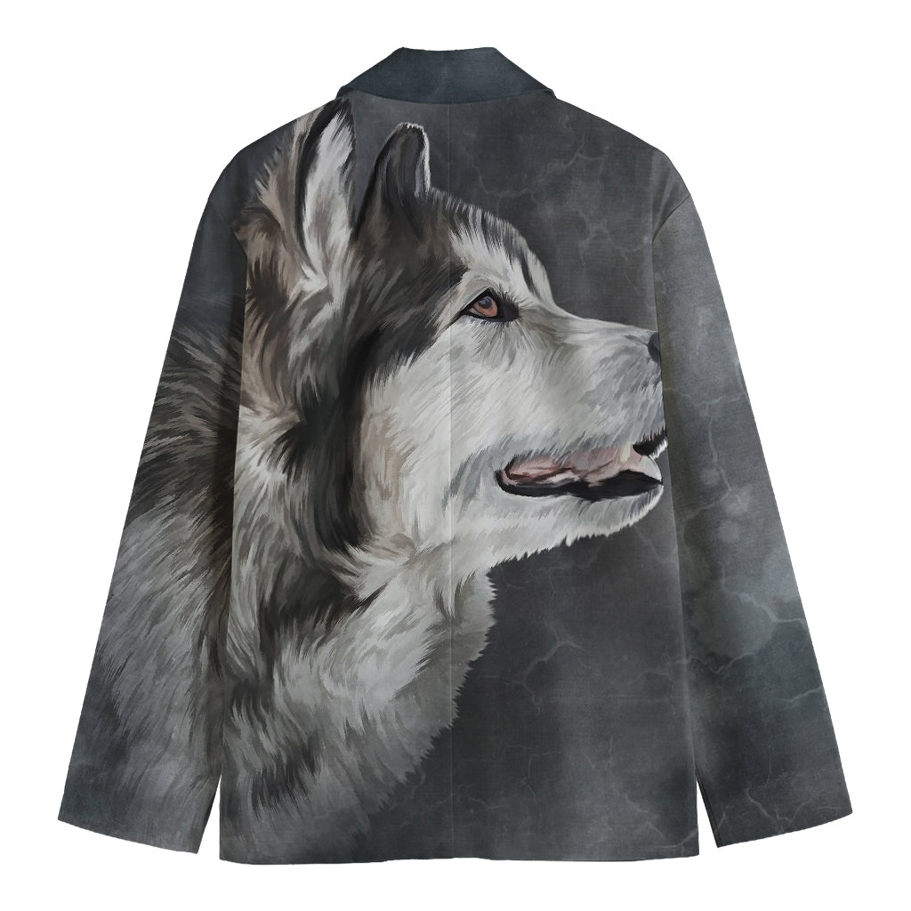 Alaskan Malamute Painting Print Men's Cotton Blazer