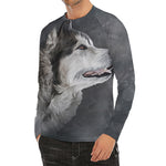 Alaskan Malamute Painting Print Men's Long Sleeve Rash Guard