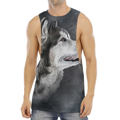 Alaskan Malamute Painting Print Men's Muscle Tank Top