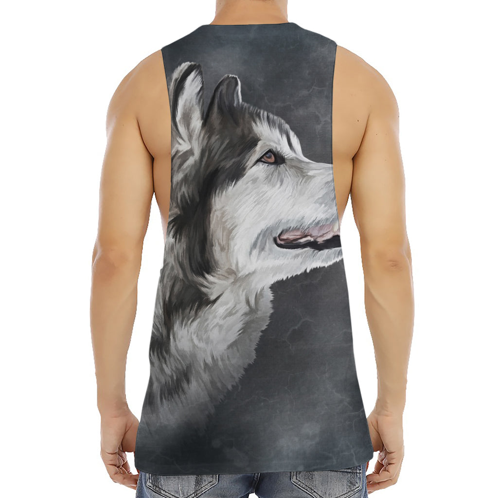 Alaskan Malamute Painting Print Men's Muscle Tank Top
