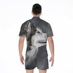 Alaskan Malamute Painting Print Men's Rompers