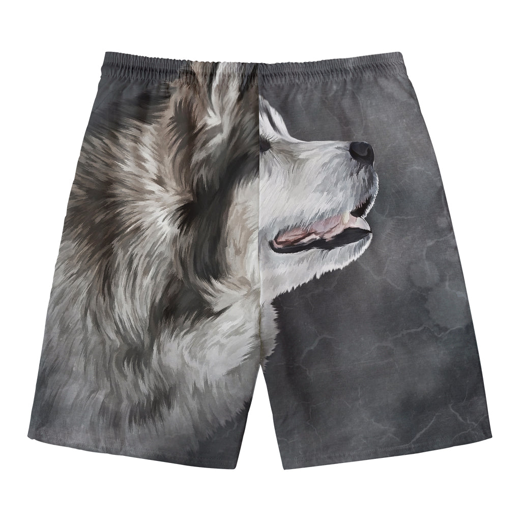 Alaskan Malamute Painting Print Men's Swim Trunks