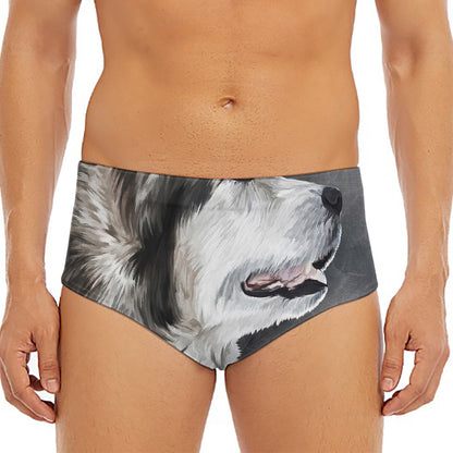 Alaskan Malamute Painting Print Men's Triangle Swim Briefs