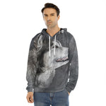 Alaskan Malamute Painting Print Men's Velvet Pullover Hoodie