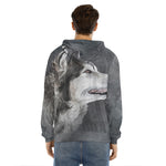 Alaskan Malamute Painting Print Men's Velvet Pullover Hoodie