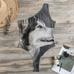 Alaskan Malamute Painting Print One Shoulder Bodysuit