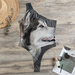 Alaskan Malamute Painting Print One Shoulder Bodysuit