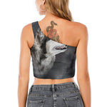 Alaskan Malamute Painting Print One Shoulder Crop Top