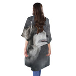 Alaskan Malamute Painting Print Open Front Beach Cover Up