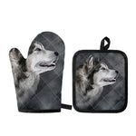 Alaskan Malamute Painting Print Oven Mitt And Pot Holder Set
