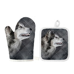 Alaskan Malamute Painting Print Oven Mitt And Pot Holder Set