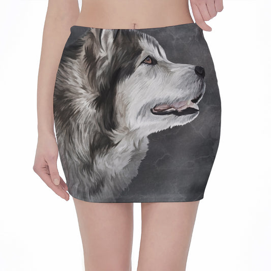 Alaskan Malamute Painting Print Pencil Mini Skirt