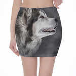 Alaskan Malamute Painting Print Pencil Mini Skirt
