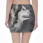 Alaskan Malamute Painting Print Pencil Mini Skirt
